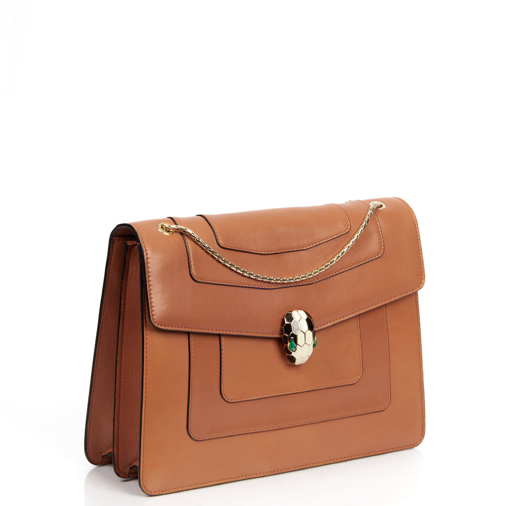 Bulgari Shoulder Bag Serpenti Forever Crossbody in Brown, Leather
