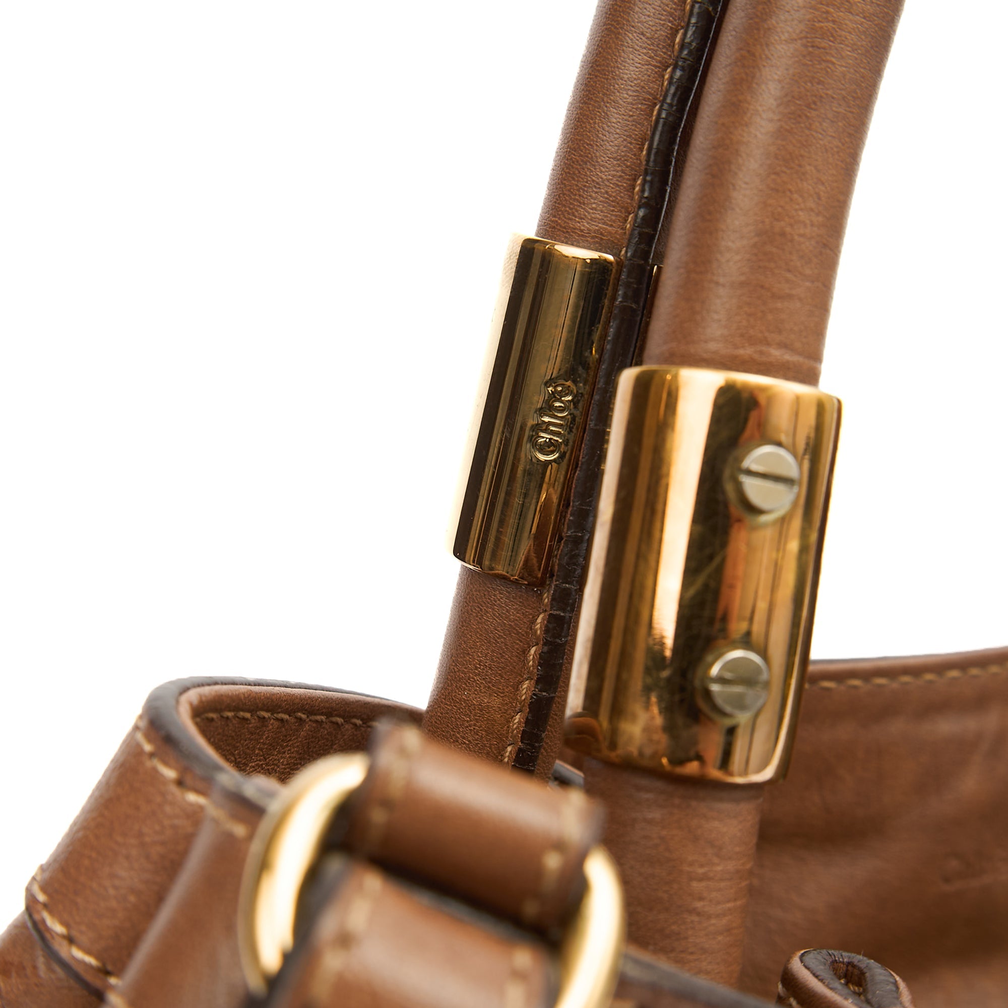 Chloe Tote Shoulder Bag in Brown, Calfskin Leather
