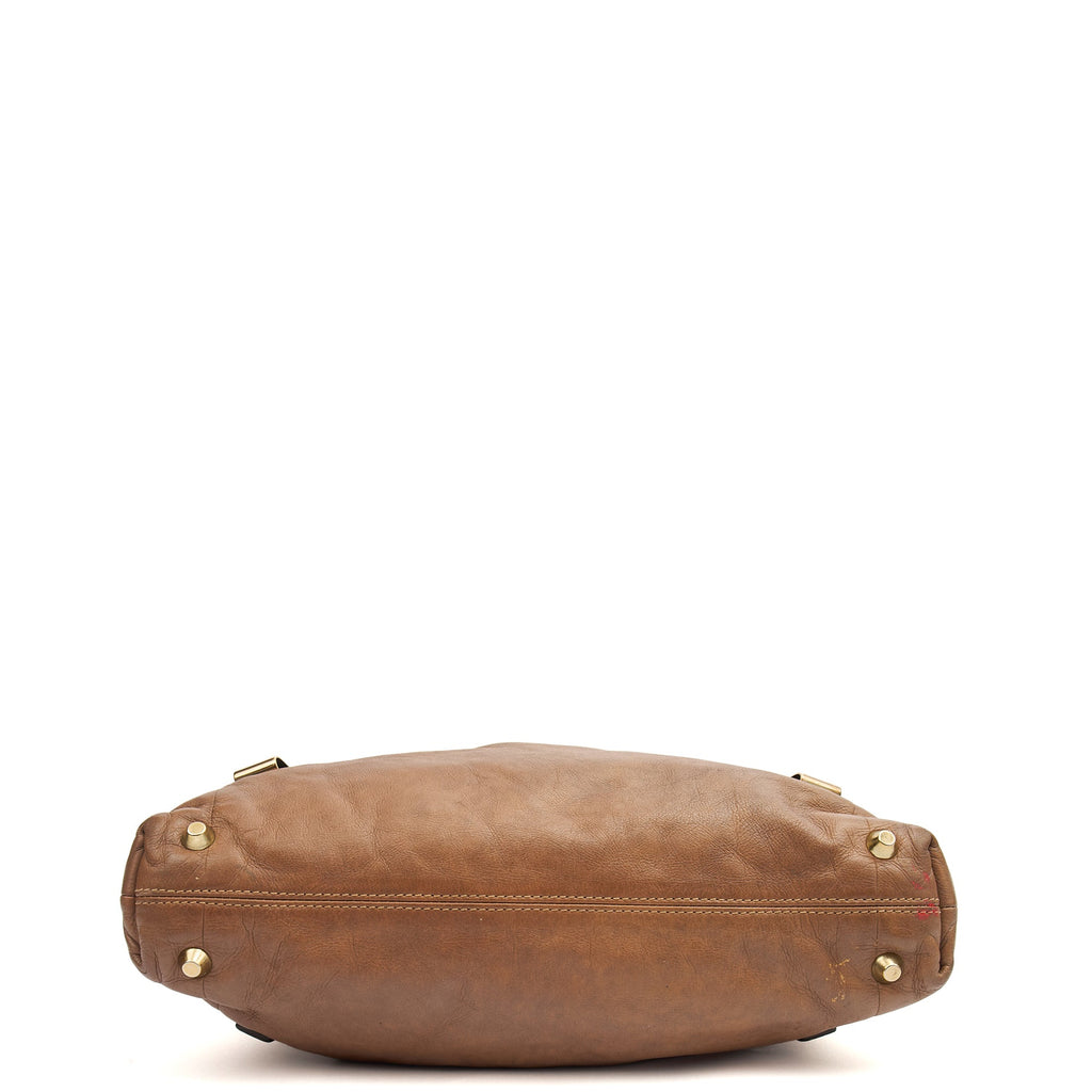 Chloe Tote Shoulder Bag in Brown, Calfskin Leather