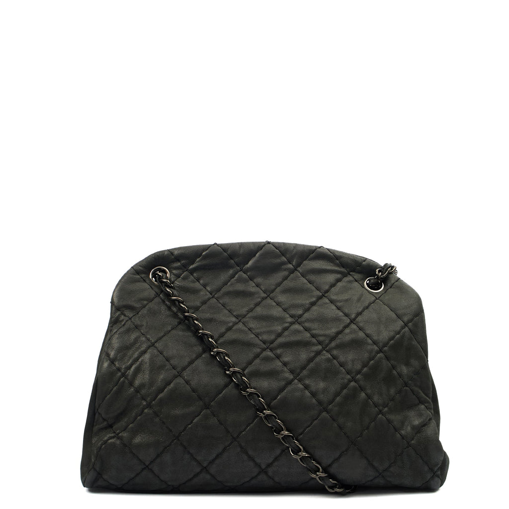 Chanel Tote Mademoiselle Bowling Bag - Medium in Black, Nubuck