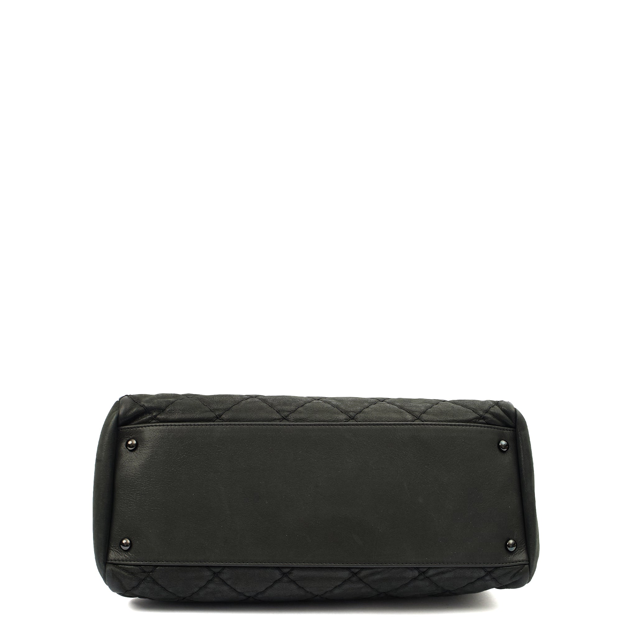 Chanel Tote Mademoiselle Bowling Bag - Medium in Black, Nubuck