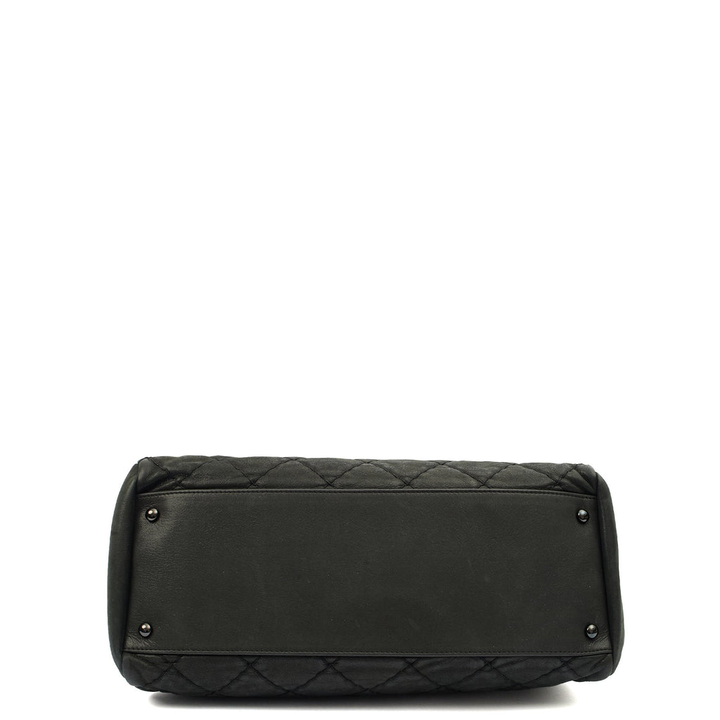 Chanel Tote Mademoiselle Bowling Bag - Medium in Black, Nubuck