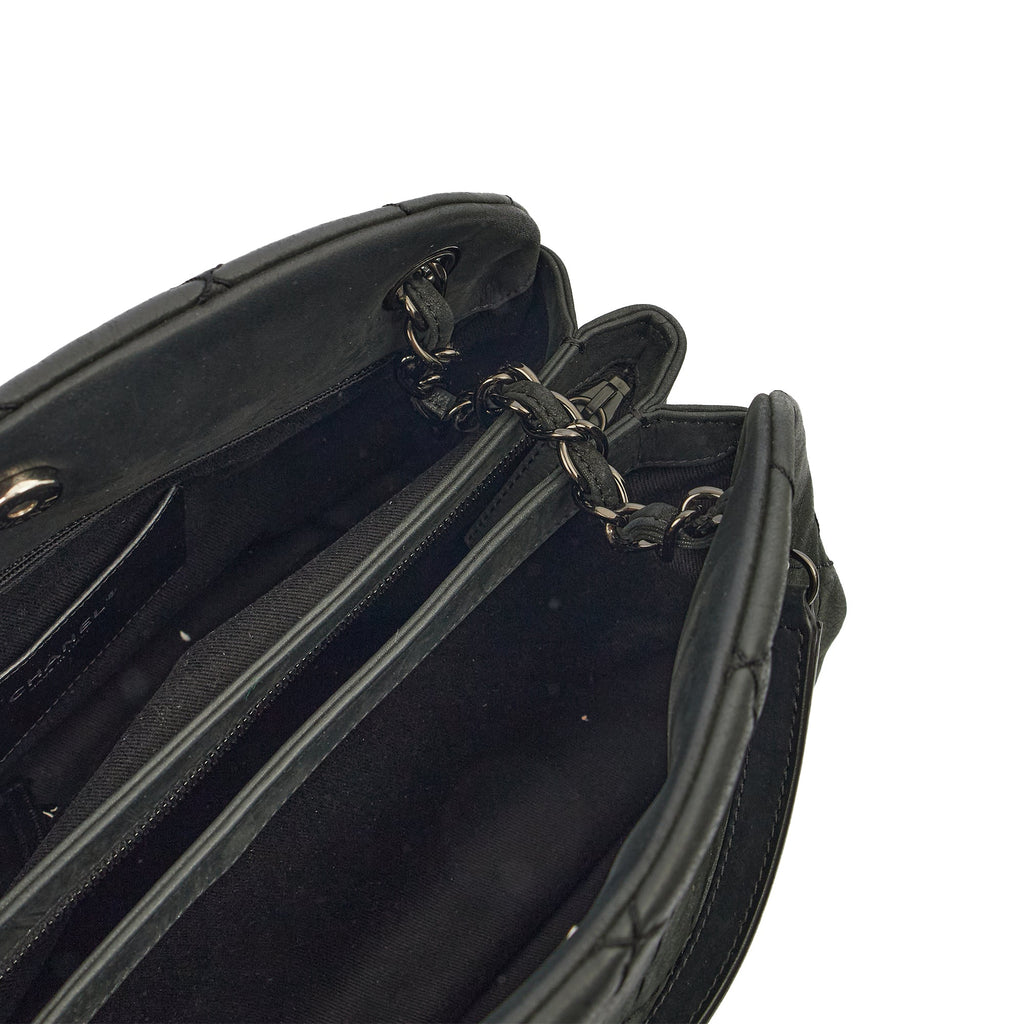 Chanel Tote Mademoiselle Bowling Bag - Medium in Black, Nubuck