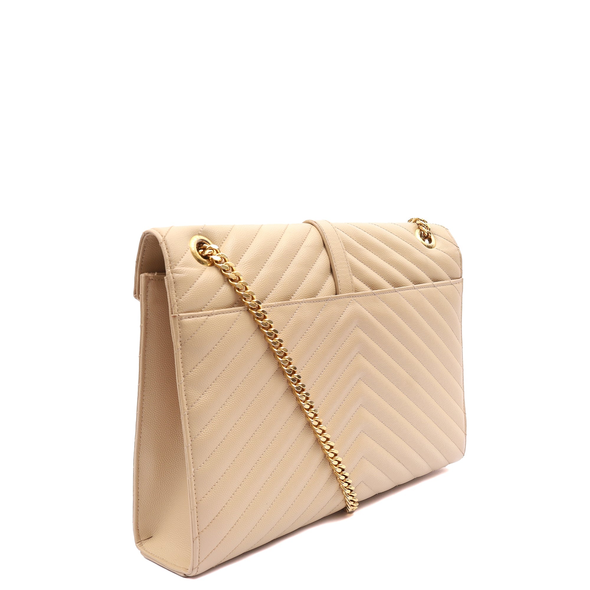 Saint Laurent Shoulder Bag Envelope - Large in Neutral, Calfskin Leather