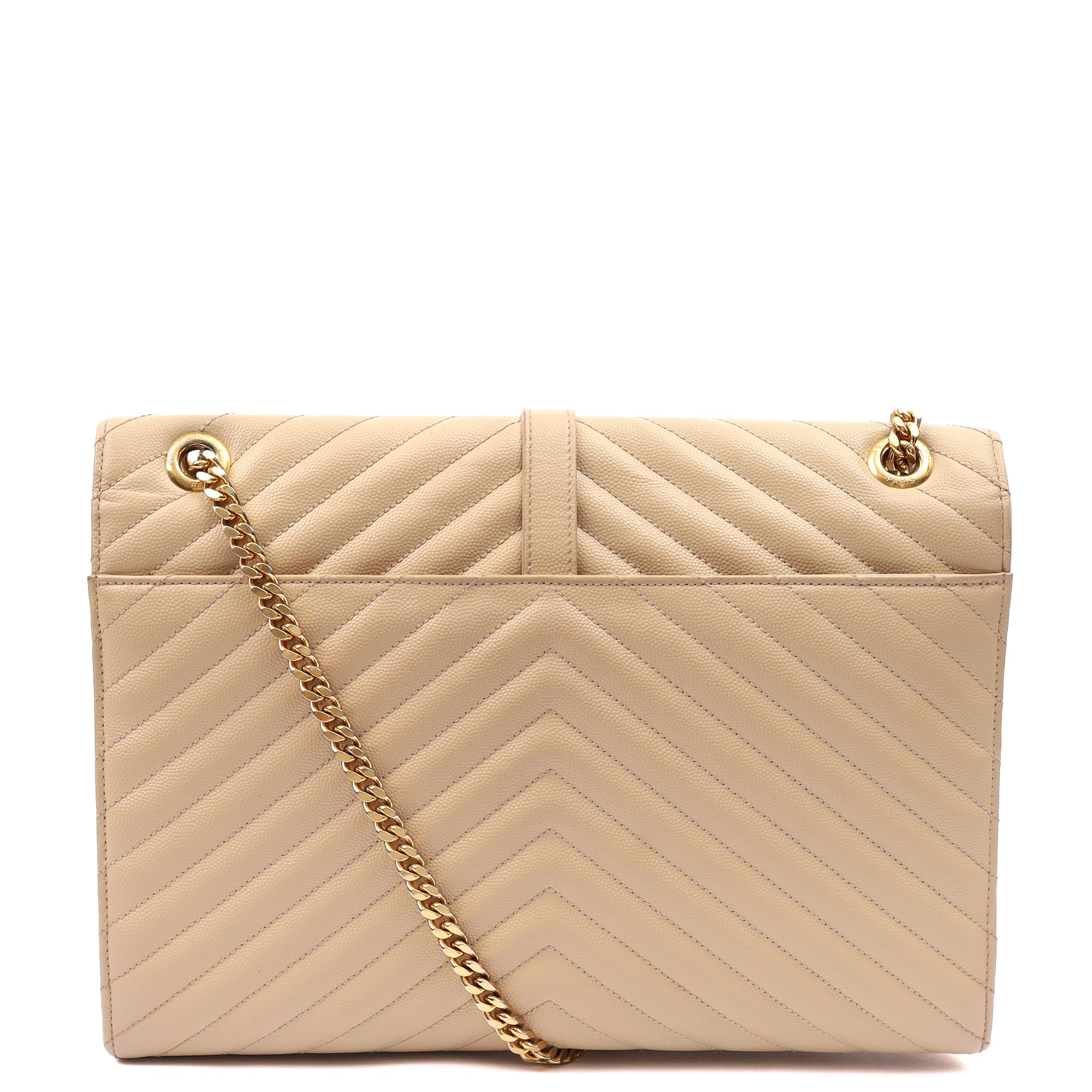 Saint Laurent Shoulder Bag Envelope - Large in Neutral, Calfskin Leather