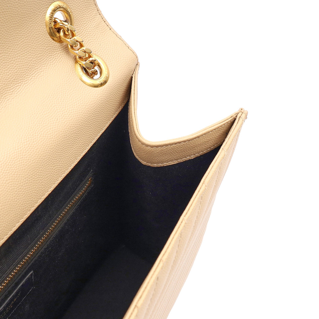 Saint Laurent Shoulder Bag Envelope - Large in Neutral, Calfskin Leather