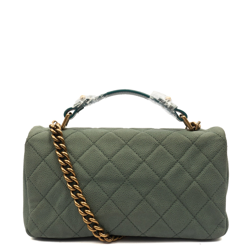 Chanel Cross Body Flap Bag in Green, Nubuck