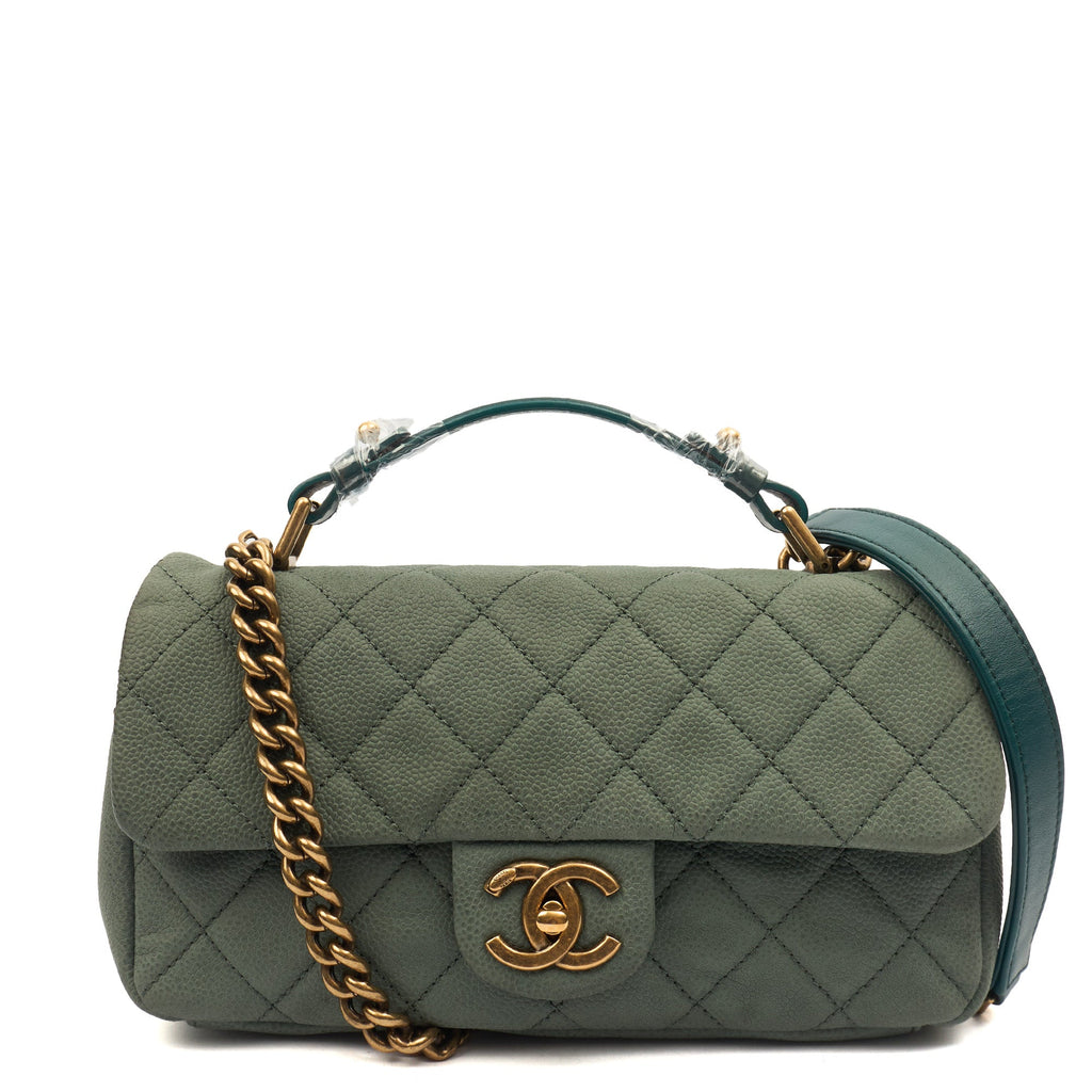 Chanel Cross Body Flap Bag in Green, Nubuck