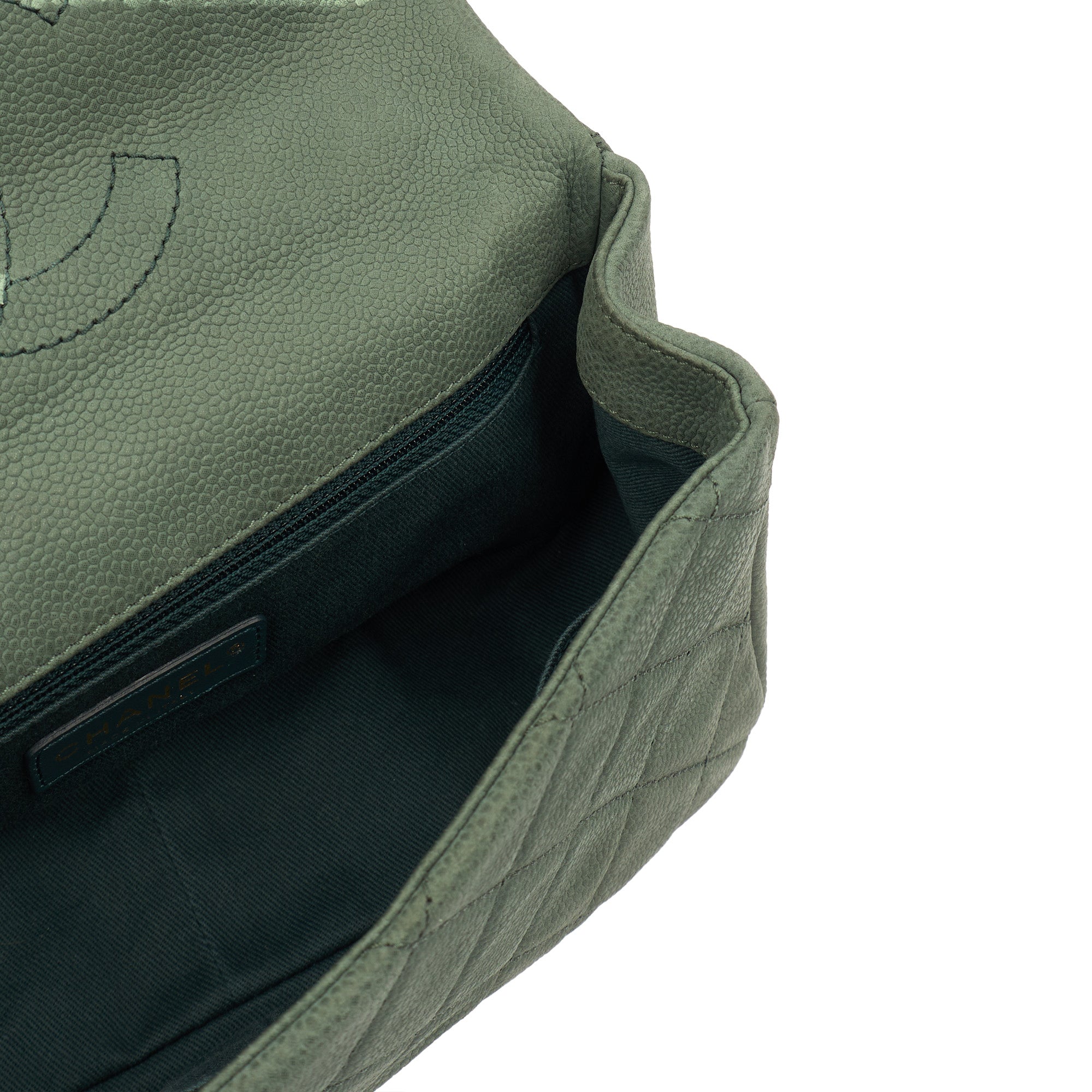 Chanel Cross Body Flap Bag in Green, Nubuck
