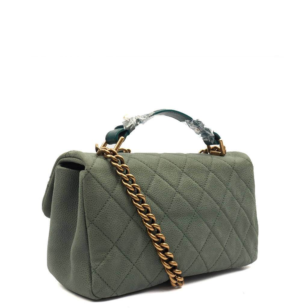 Chanel Cross Body Flap Bag in Green, Nubuck