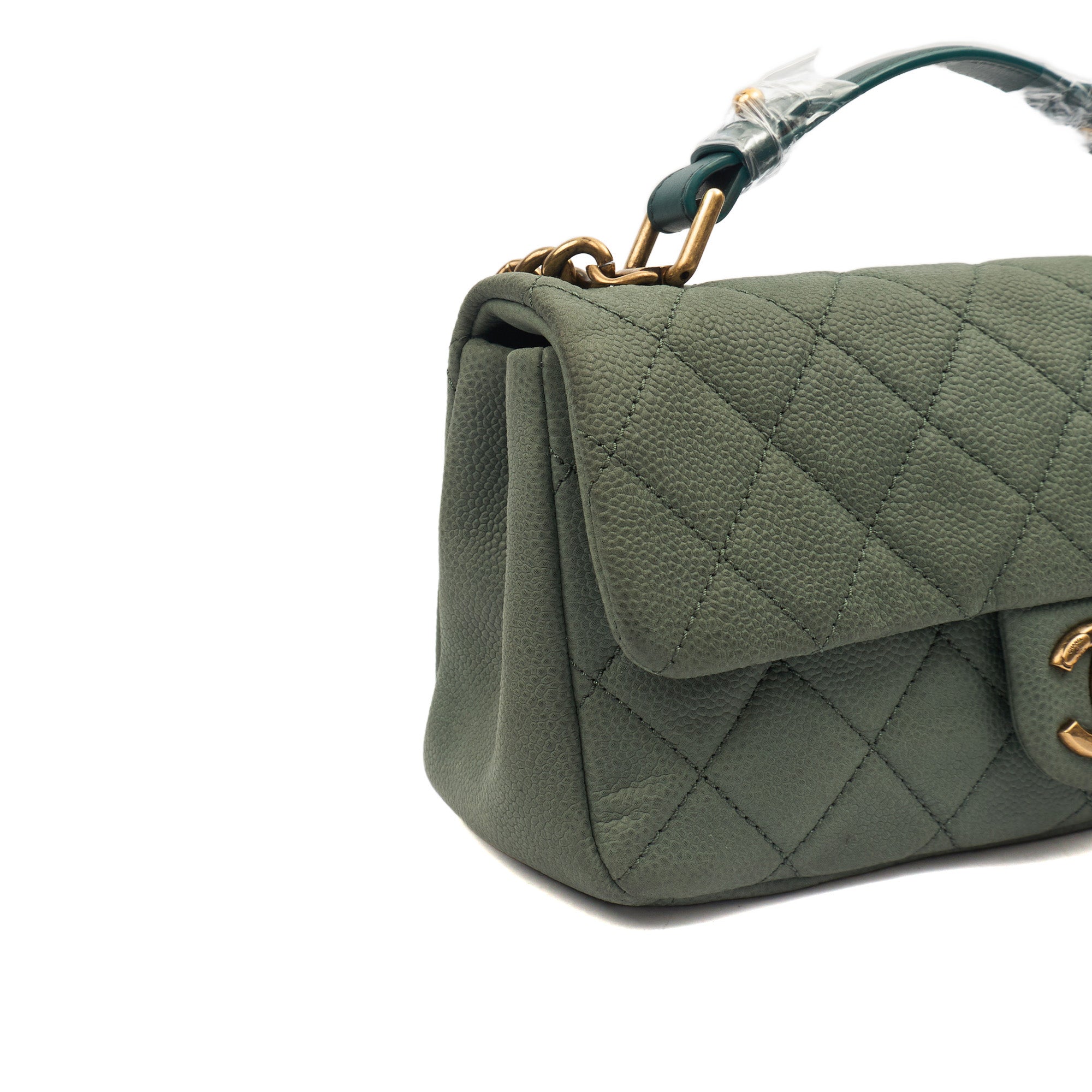 Chanel Cross Body Flap Bag in Green, Nubuck