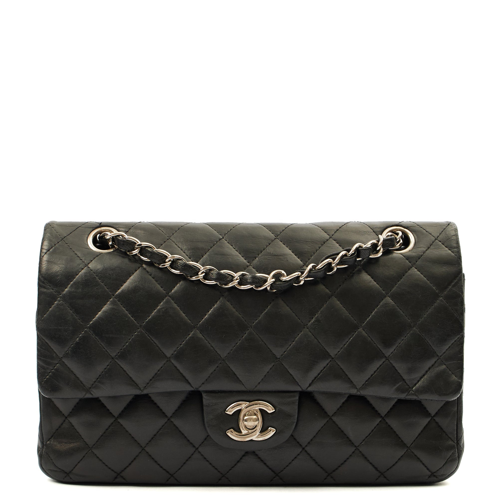 Chanel Cross Body Classic Double Flap - Medium in Black, Calfskin Leather
