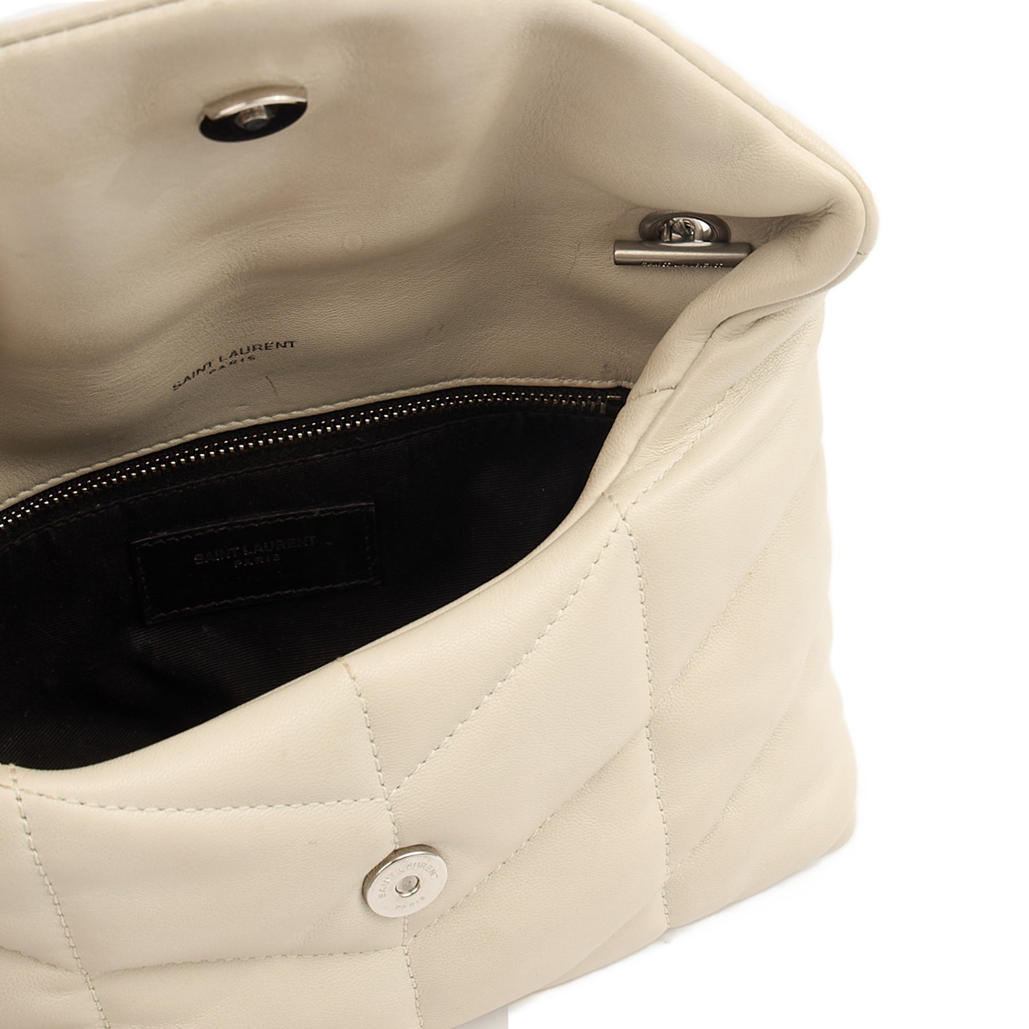 Saint Laurent Cross Body Puffer - Toy in Cream, Leather