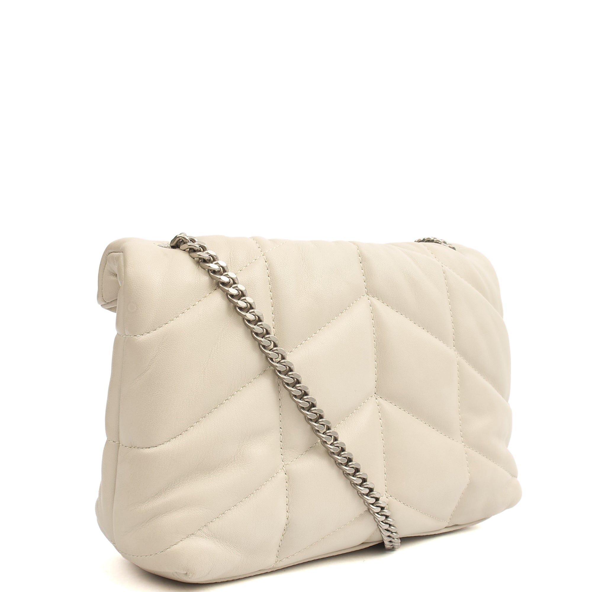 Saint Laurent Cross Body Puffer - Toy in Cream, Leather