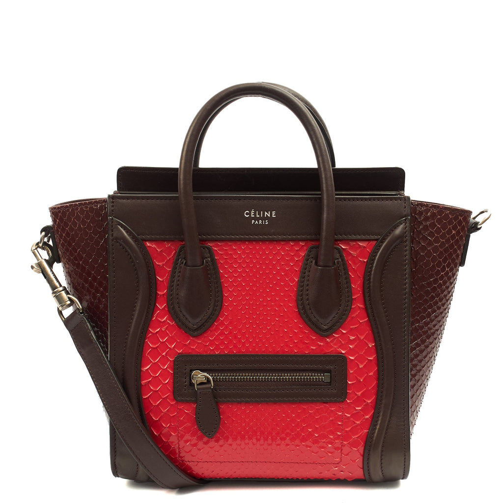 Celine Mini Bag Luggage - Nano in Red, Python Leather