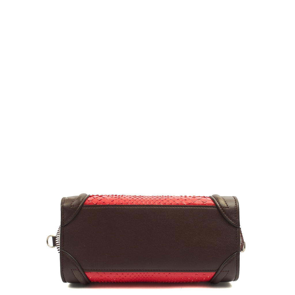 Celine Mini Bag Luggage - Nano in Red, Python Leather