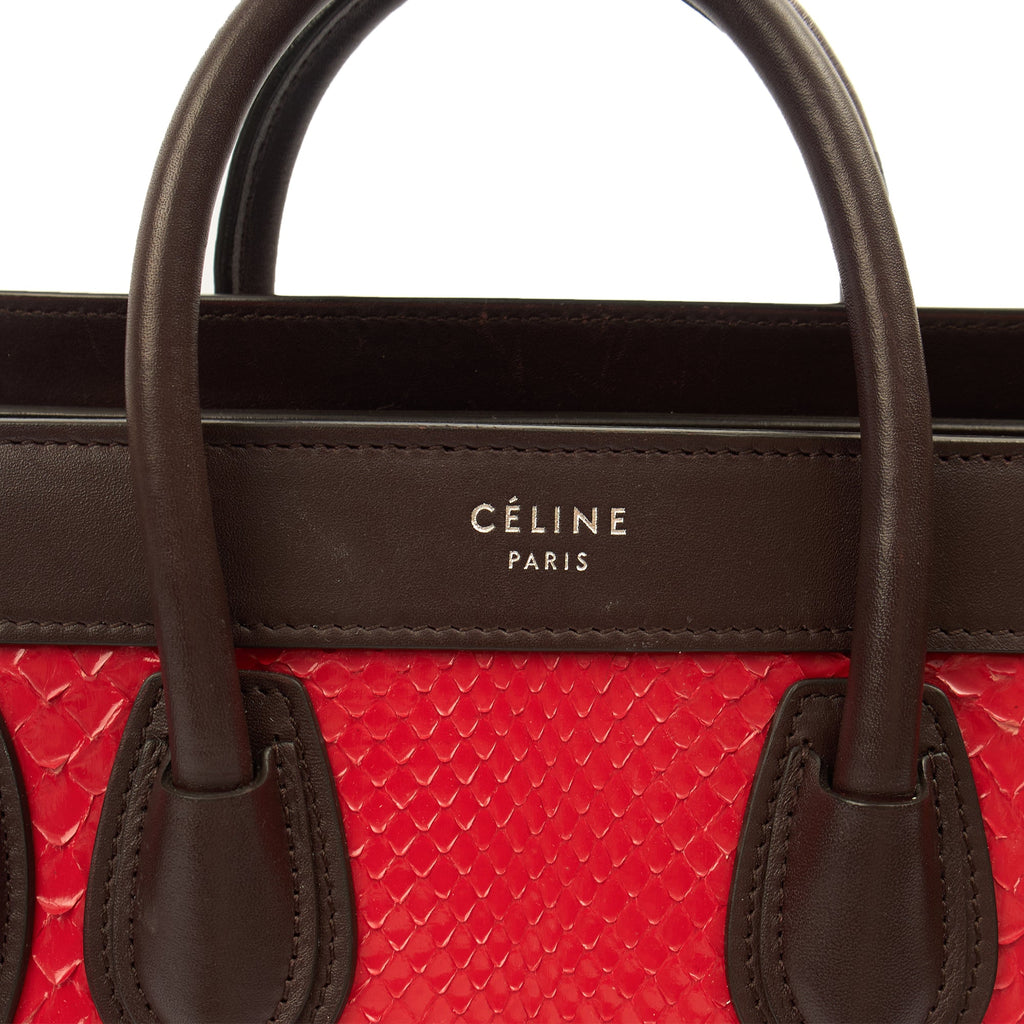 Celine Mini Bag Luggage - Nano in Red, Python Leather