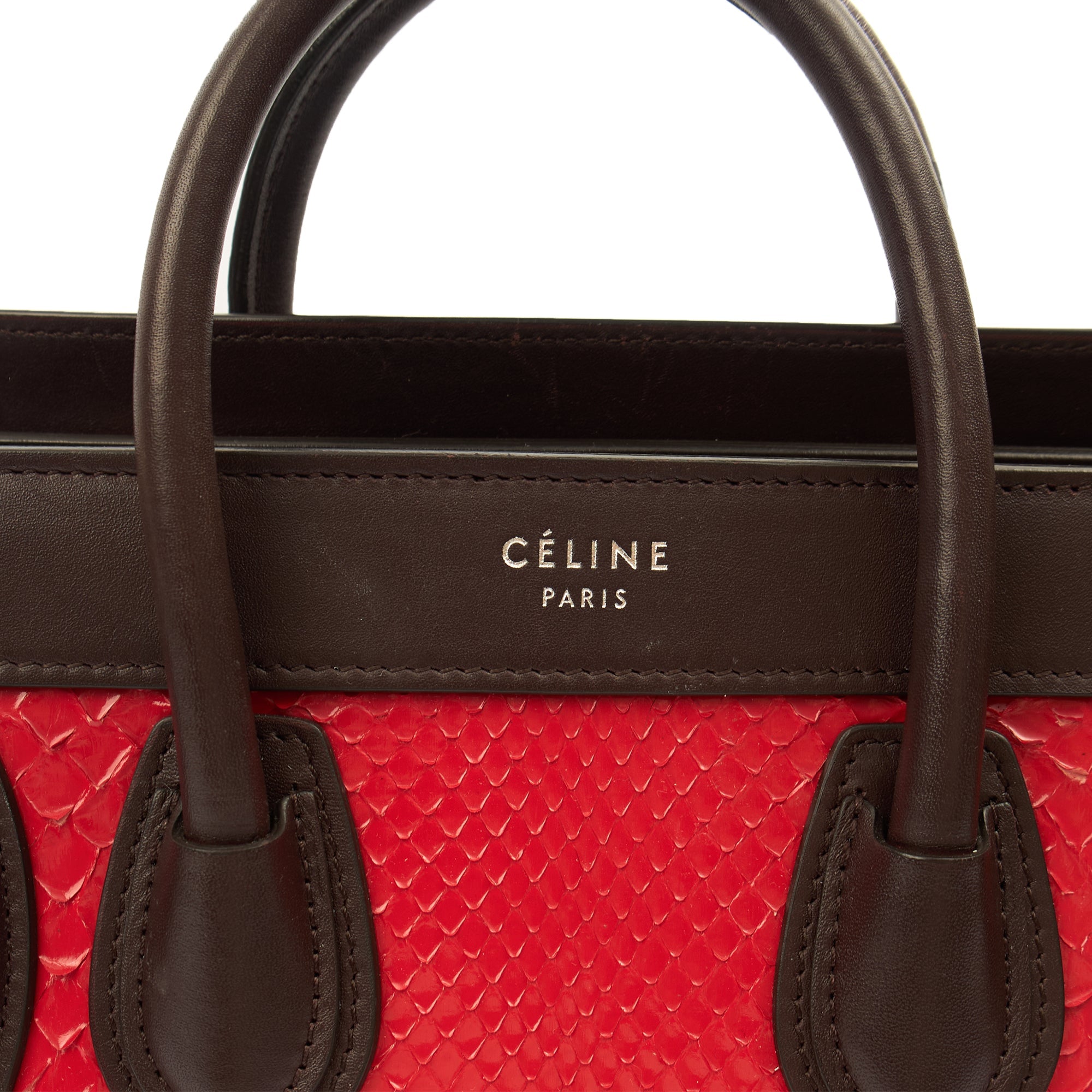 Celine Mini Bag Luggage - Nano in Red, Python Leather