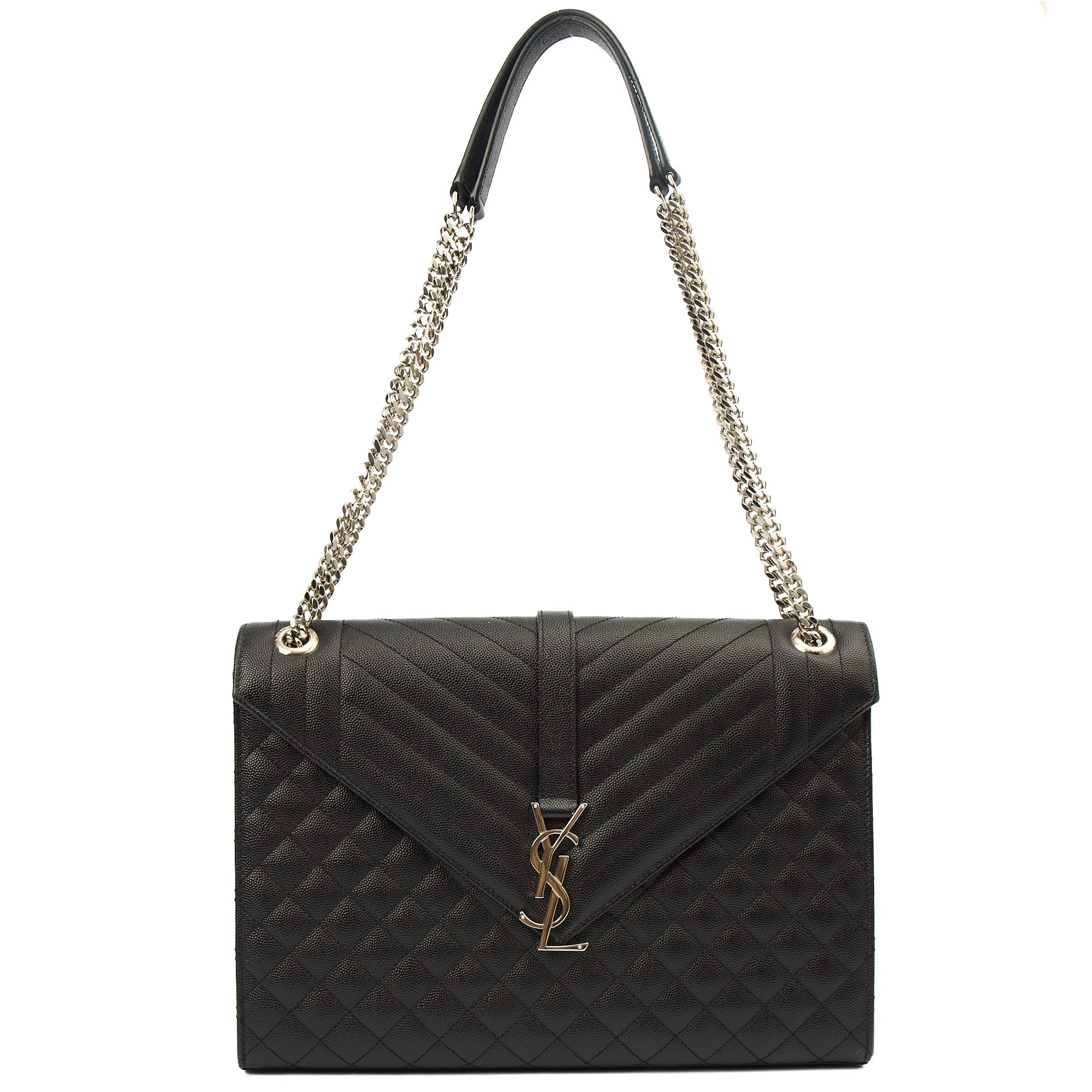 Saint Laurent Shoulder Bag Envelope - Large in Black, Calfskin Leather