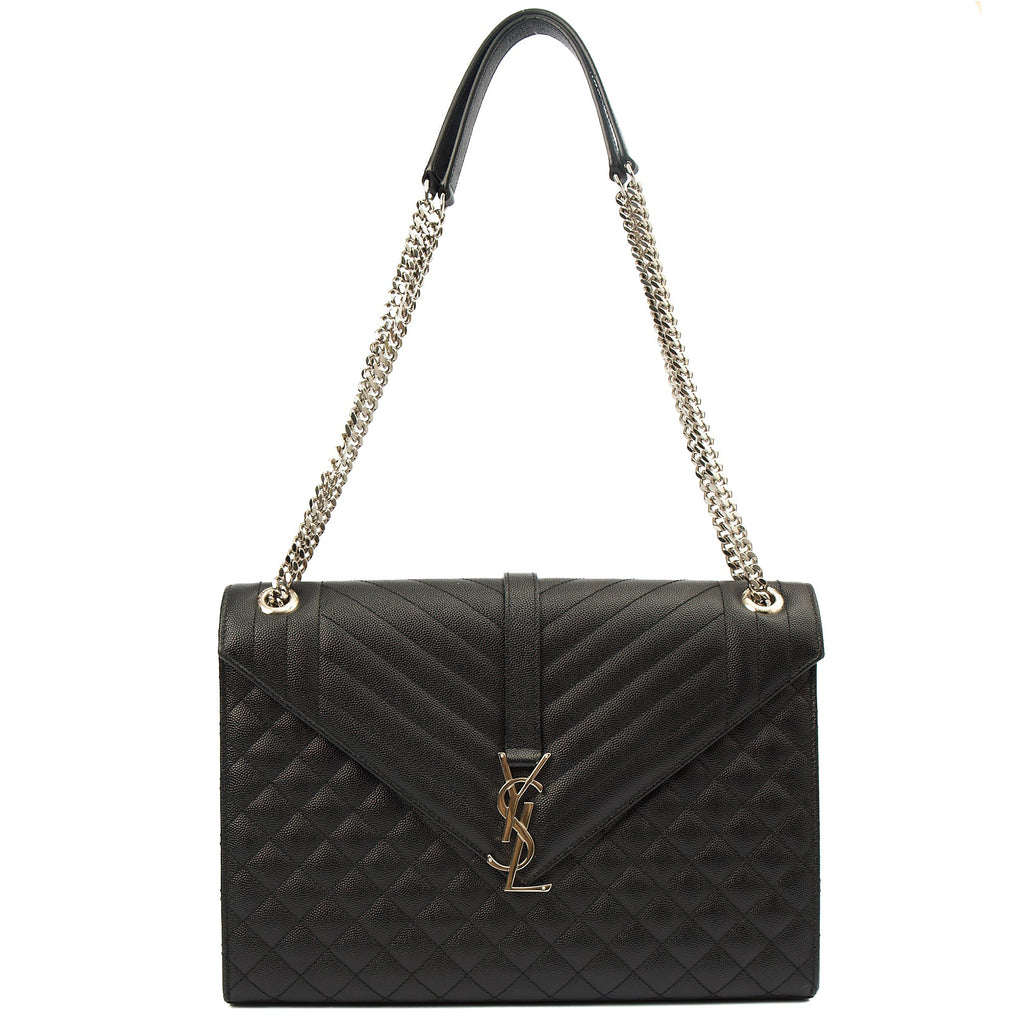 Saint Laurent Shoulder Bag Envelope - Large in Black, Calfskin Leather