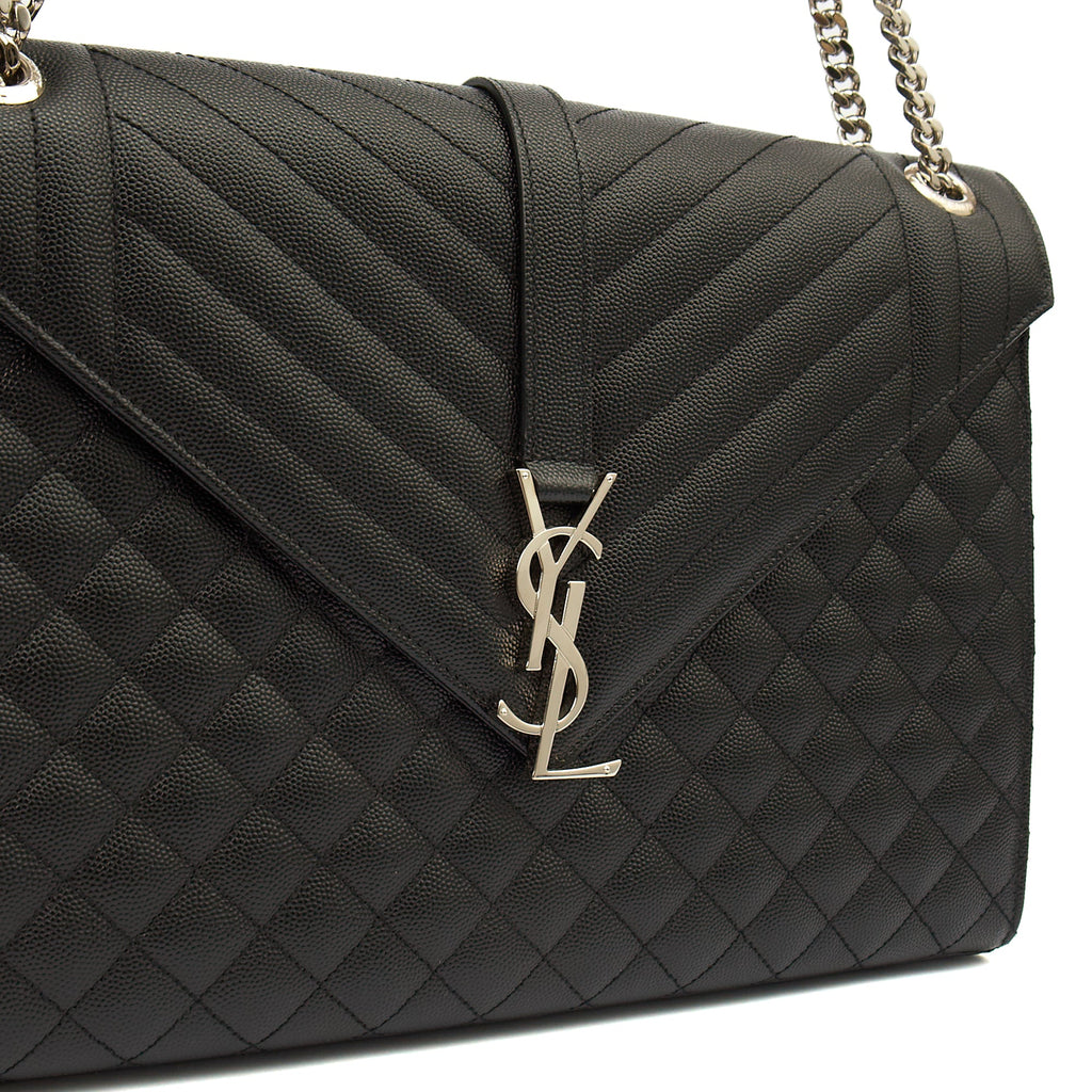 Saint Laurent Shoulder Bag Envelope - Large in Black, Calfskin Leather