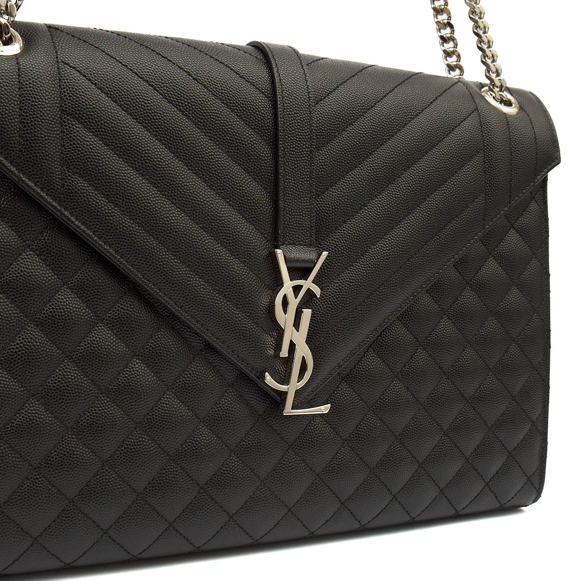 Saint Laurent Shoulder Bag Envelope - Large in Black, Calfskin Leather