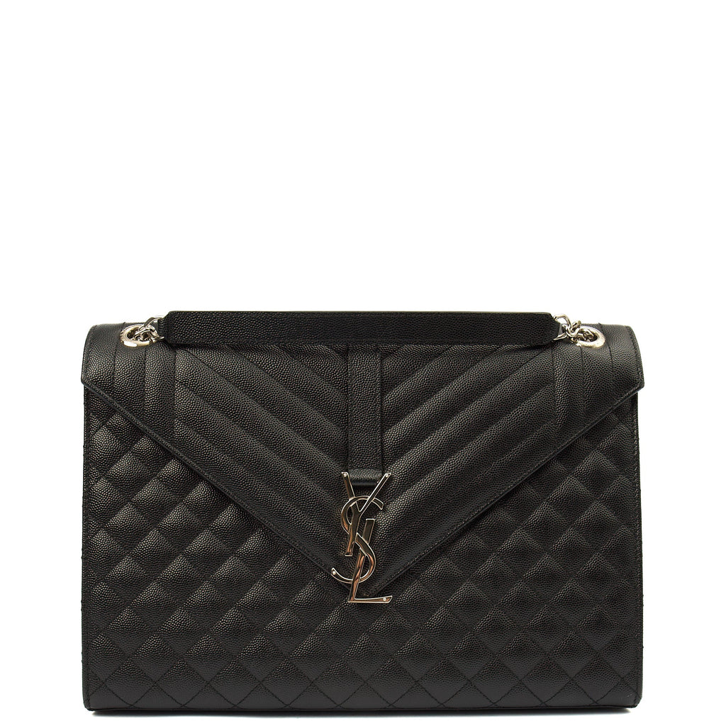Saint Laurent Shoulder Bag Envelope - Large in Black, Calfskin Leather