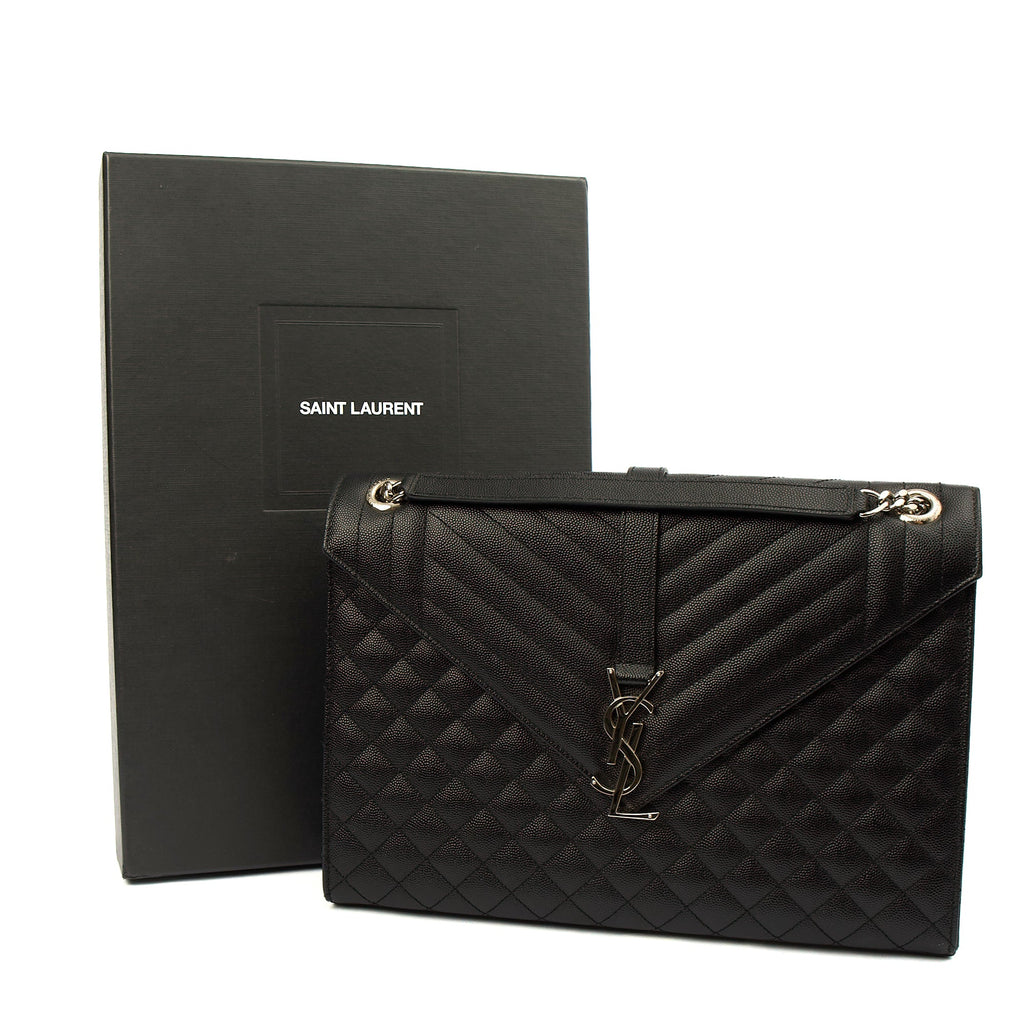 Saint Laurent Shoulder Bag Envelope - Large in Black, Calfskin Leather