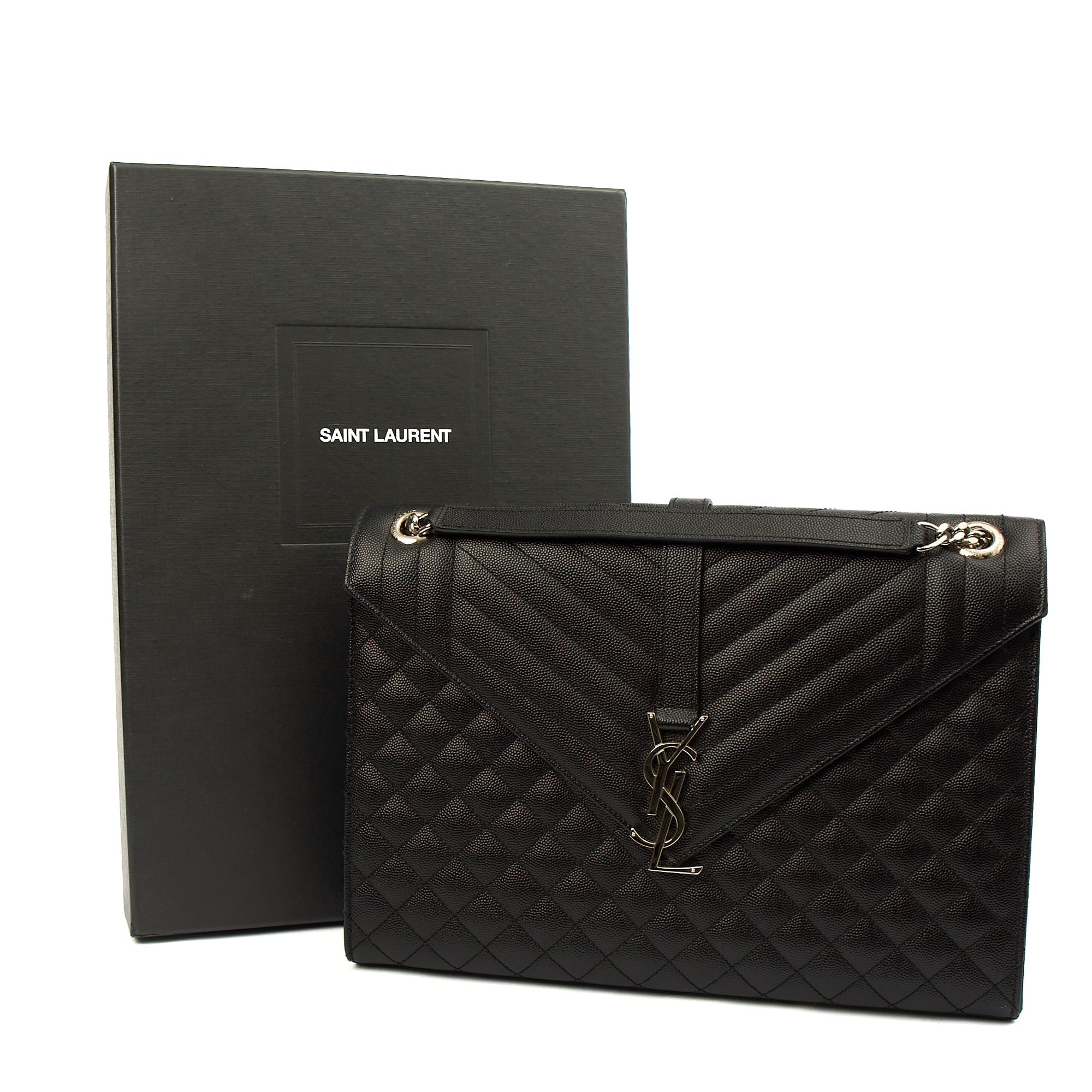 Saint Laurent Shoulder Bag Envelope - Large in Black, Calfskin Leather