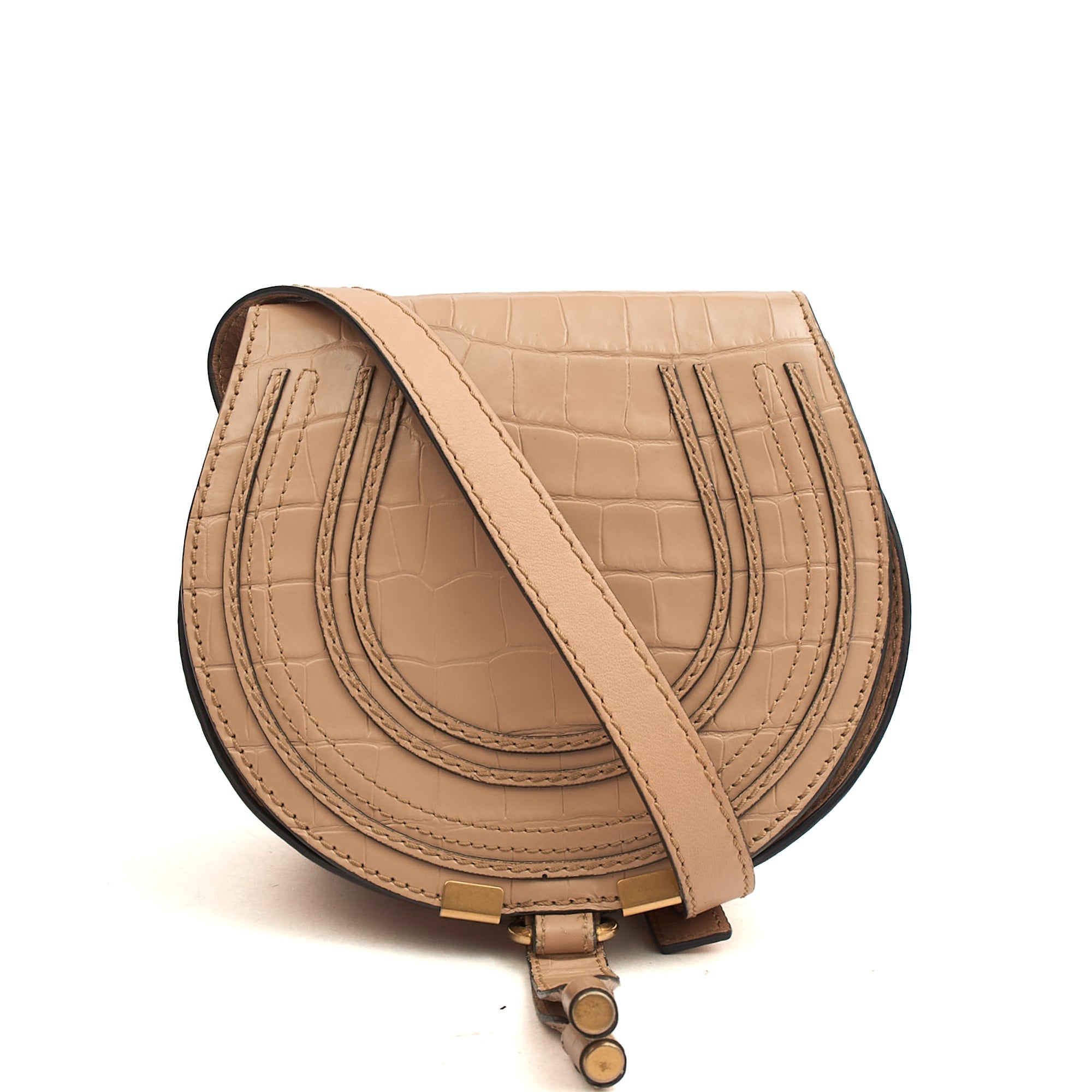 Chloe Cross Body Marcie - Small in Neutral, Exotic Effect Leather