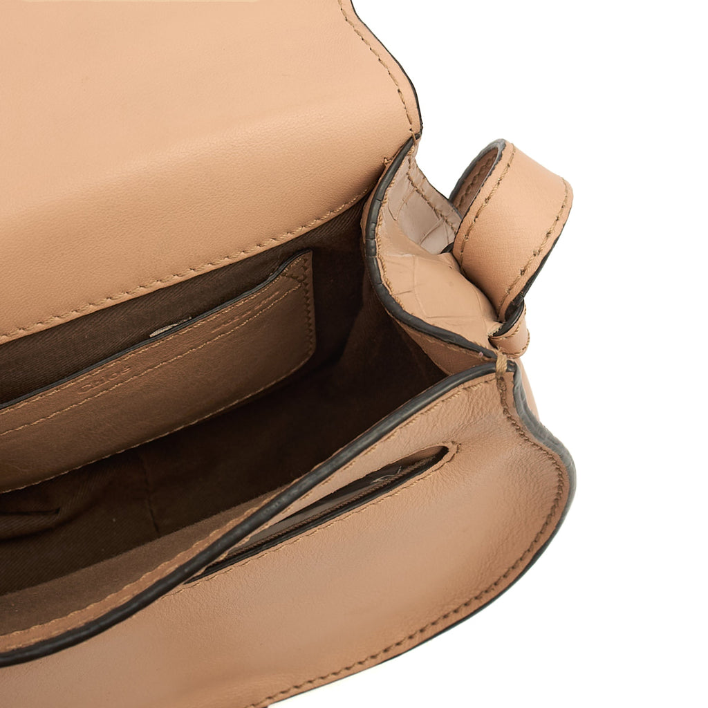 Chloe Cross Body Marcie - Small in Neutral, Exotic Effect Leather