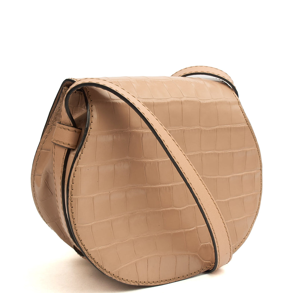 Chloe Cross Body Marcie - Small in Neutral, Exotic Effect Leather