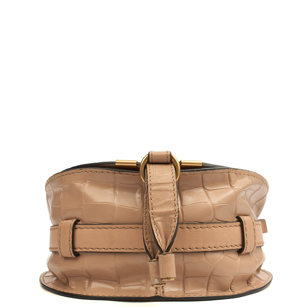 Chloe Cross Body Marcie - Small in Neutral, Exotic Effect Leather
