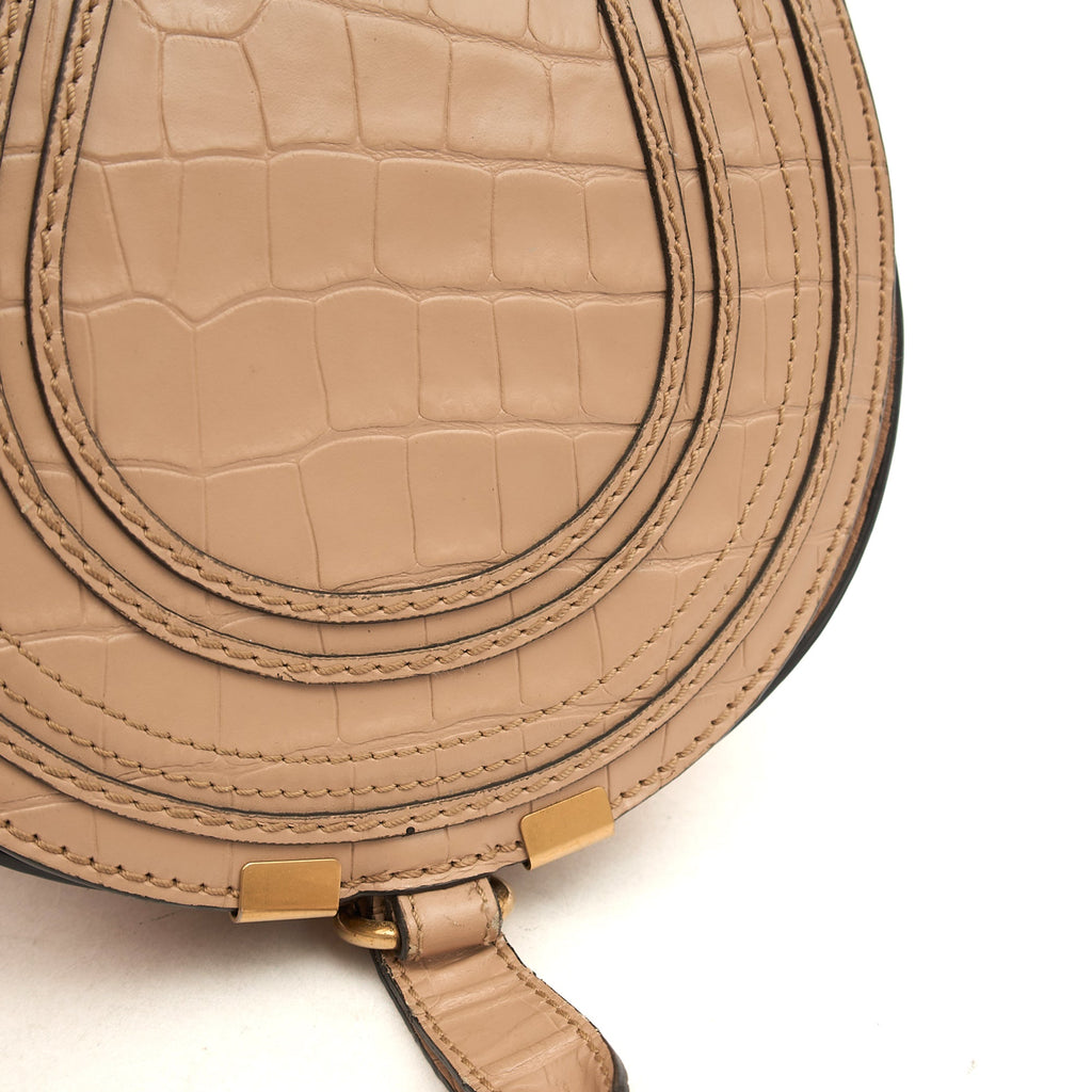 Chloe Cross Body Marcie - Small in Neutral, Exotic Effect Leather