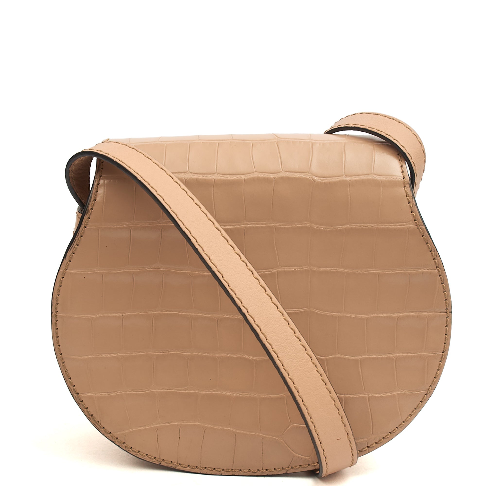 Chloe Cross Body Marcie - Small in Neutral, Exotic Effect Leather