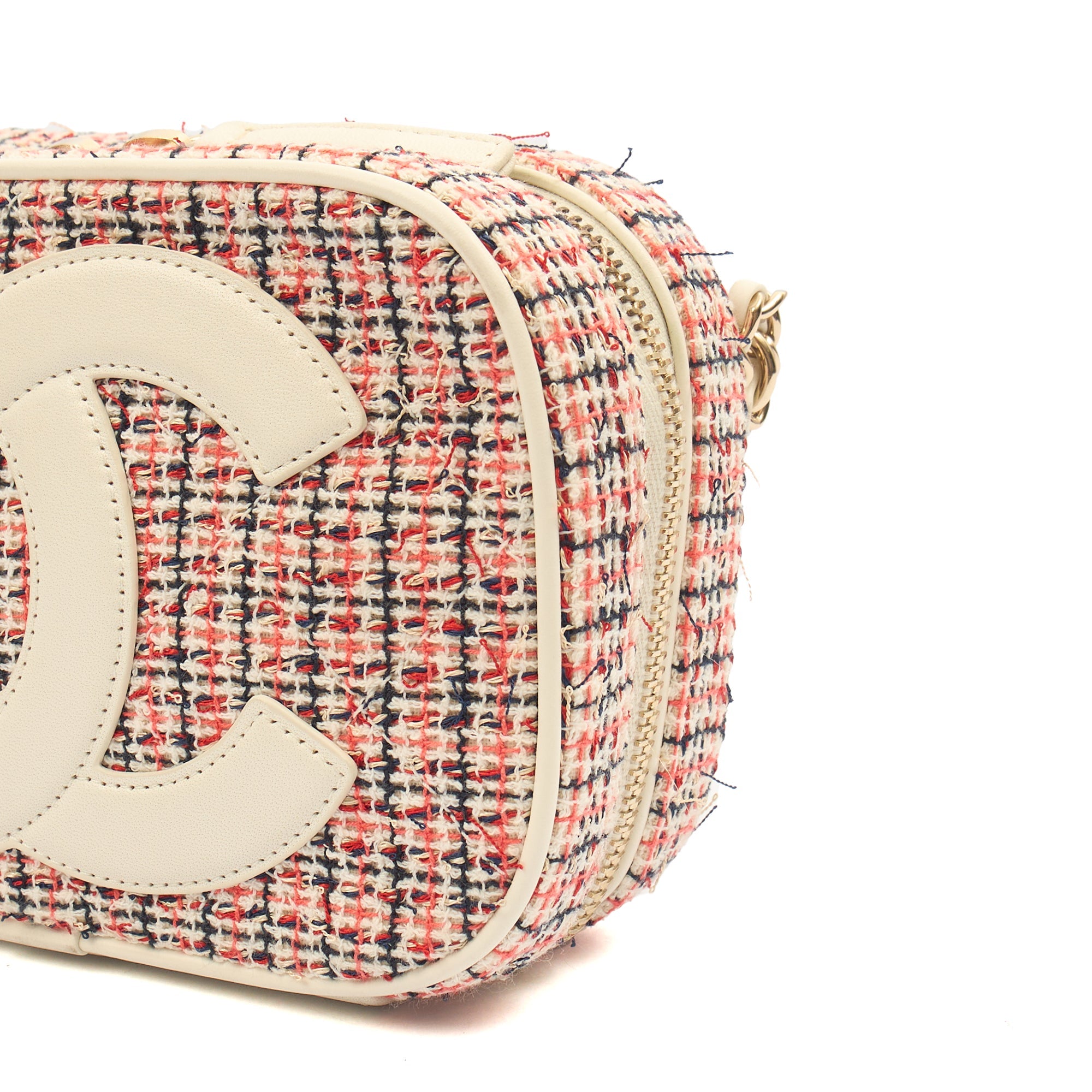 Chanel Cross Body Camera Bag in White, Fabric