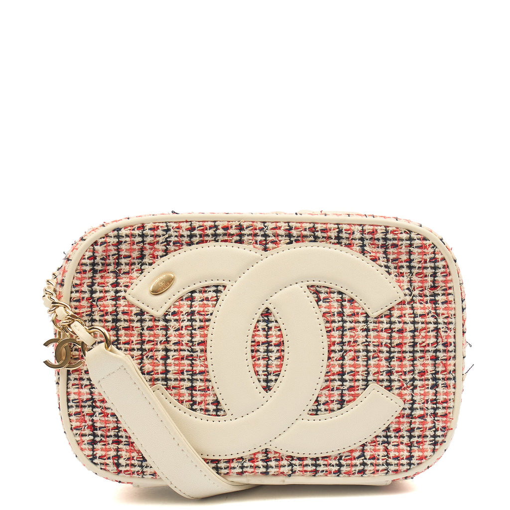 Chanel Cross Body Camera Bag in White, Fabric