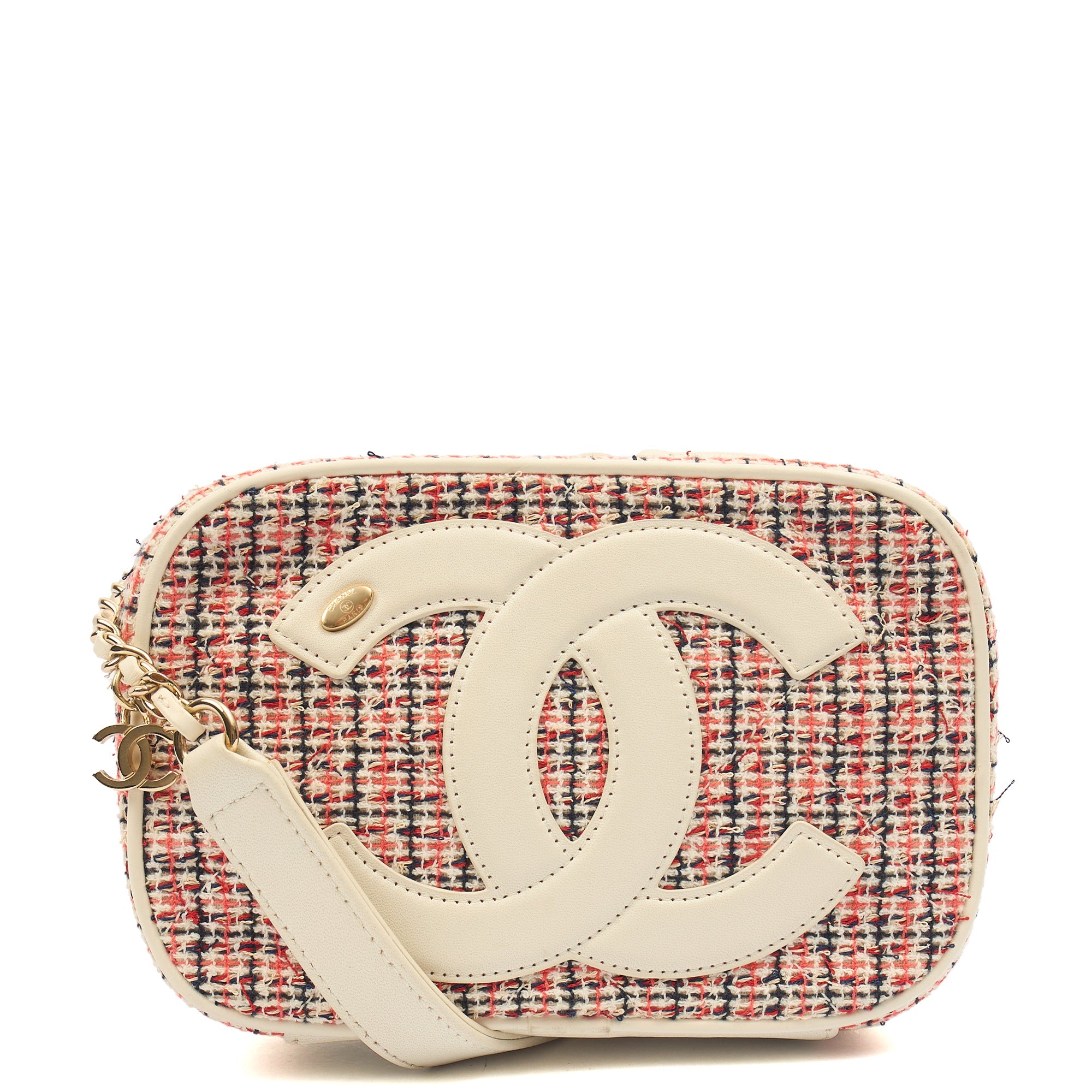 Chanel Cross Body Camera Bag in White, Fabric