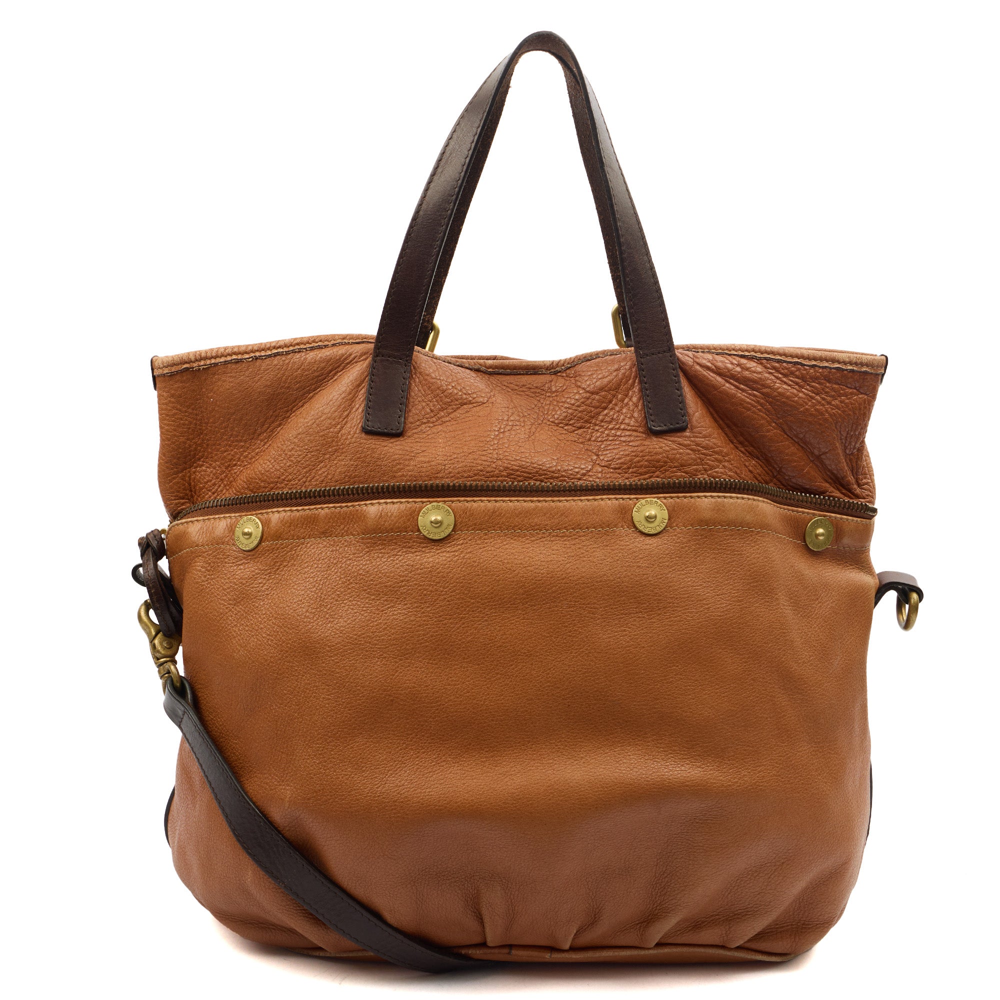 Mulberry Tote Mitzy Tote in Brown, Calfskin Leather