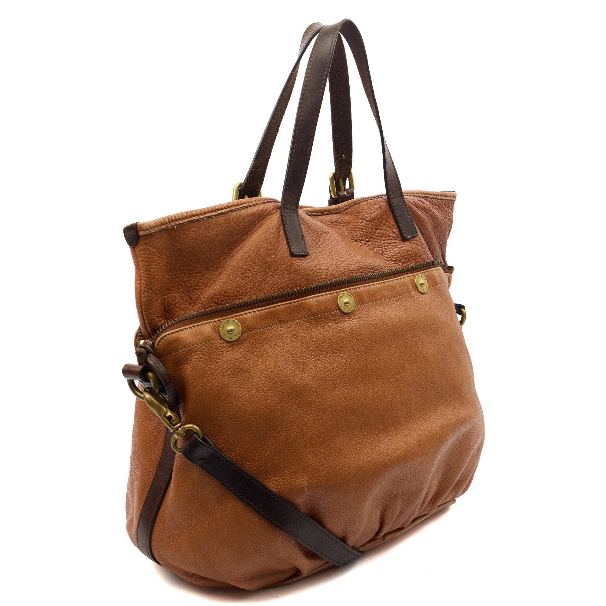 Mulberry Tote Mitzy Tote in Brown, Calfskin Leather