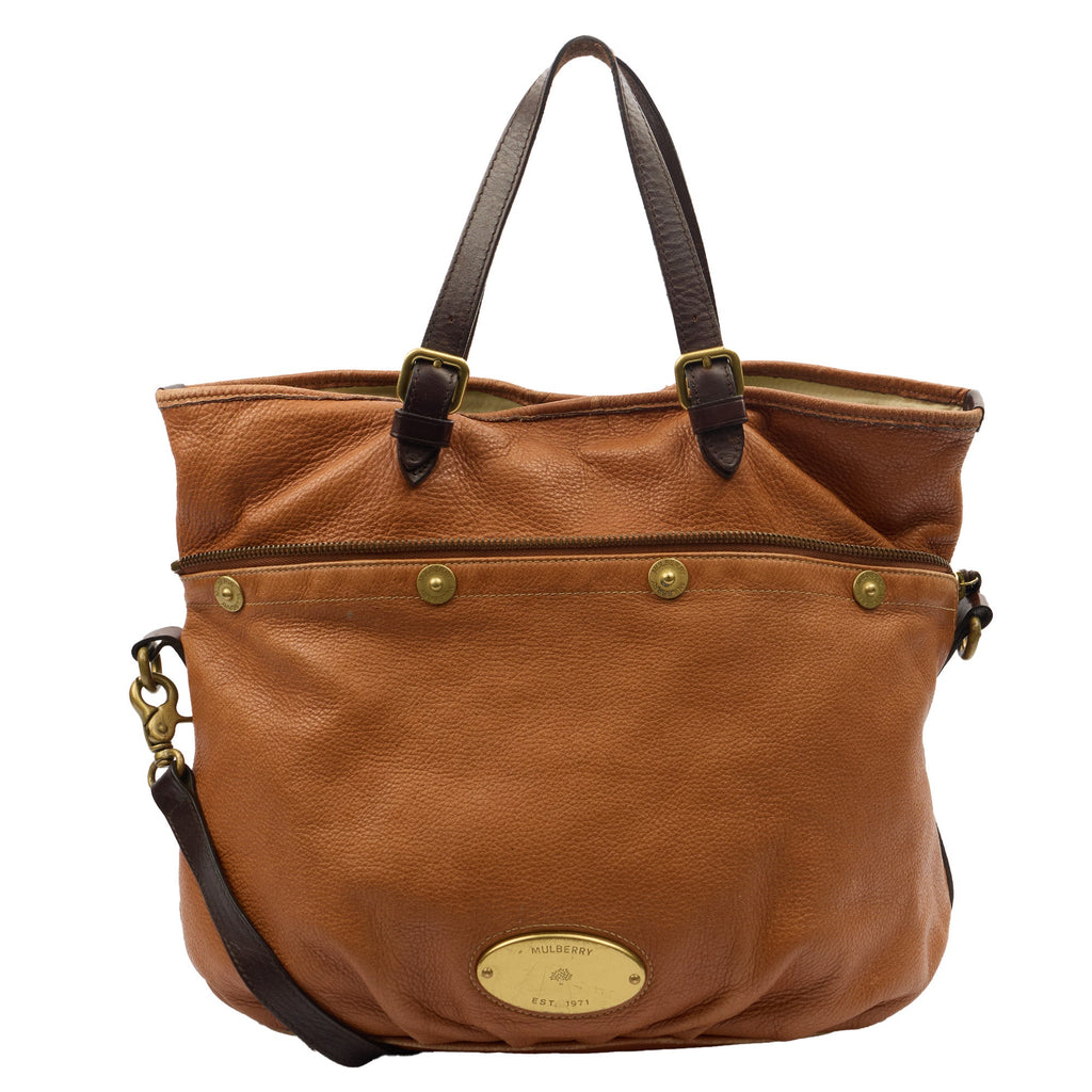 Mulberry Tote Mitzy Tote in Brown, Calfskin Leather