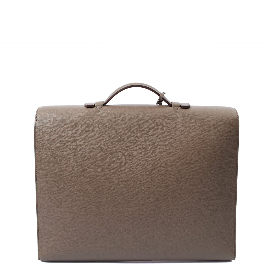 Hermes Tote Sac a Depeches Briefcase in Etain, Epsom Leather