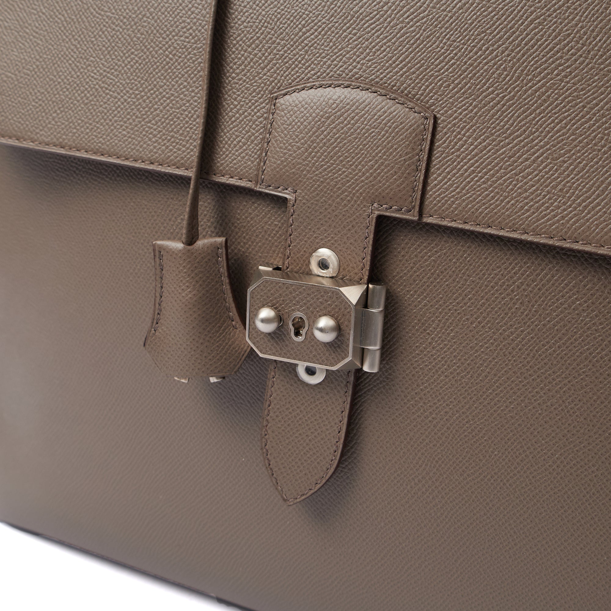 Hermes Tote Sac a Depeches Briefcase in Etain, Epsom Leather