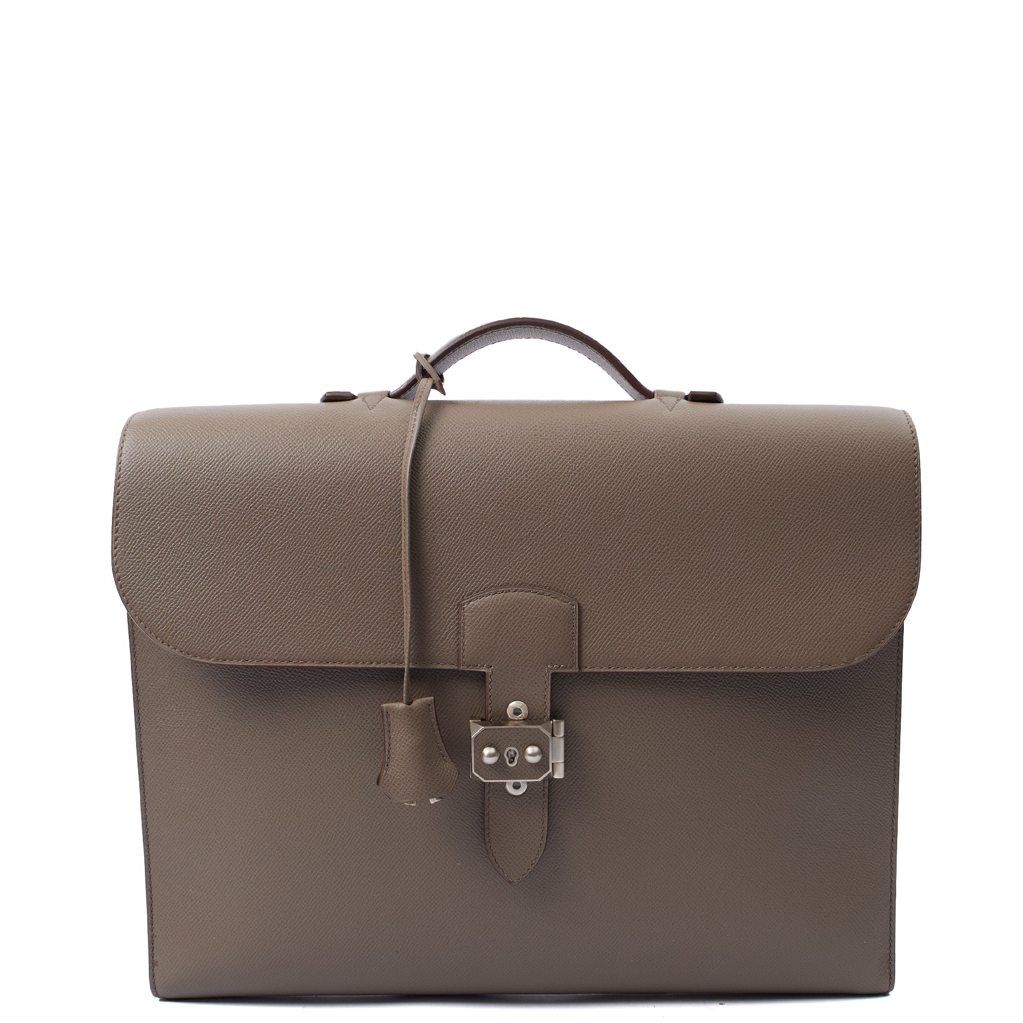 Hermes Tote Sac a Depeches Briefcase in Etain, Epsom Leather