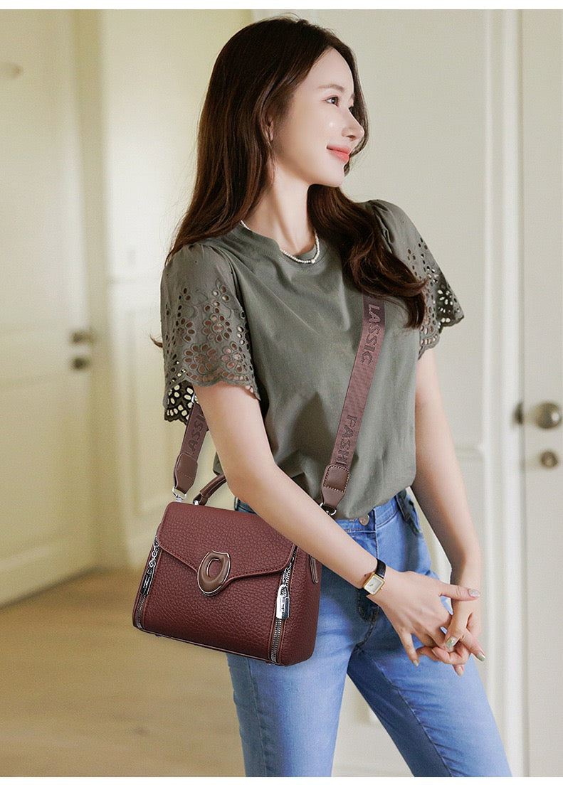 Stylish  Handbag with Top Handle & Shoulder Strap 555-12
