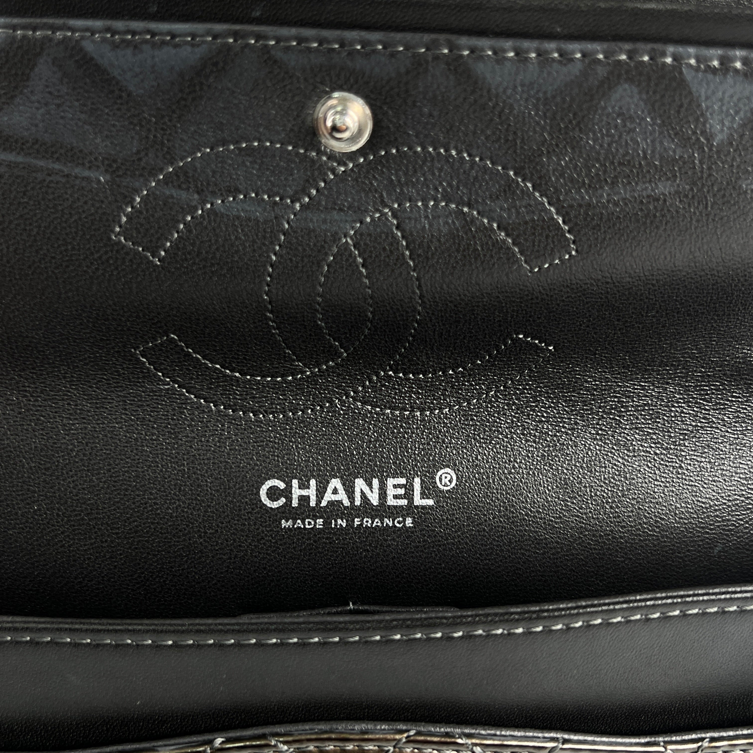 Chanel Patent Small Classic Flap Dark Green 12 Series