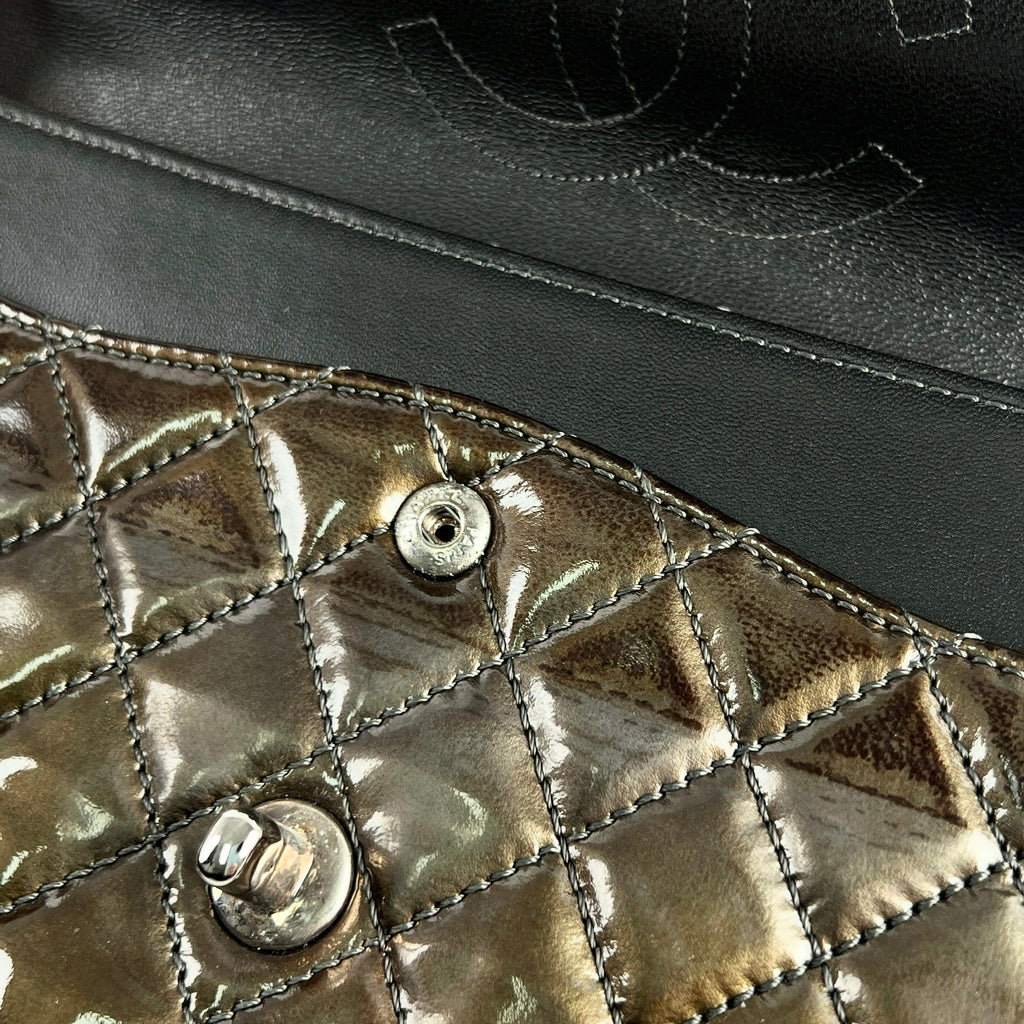 Chanel Patent Small Classic Flap Dark Green 12 Series