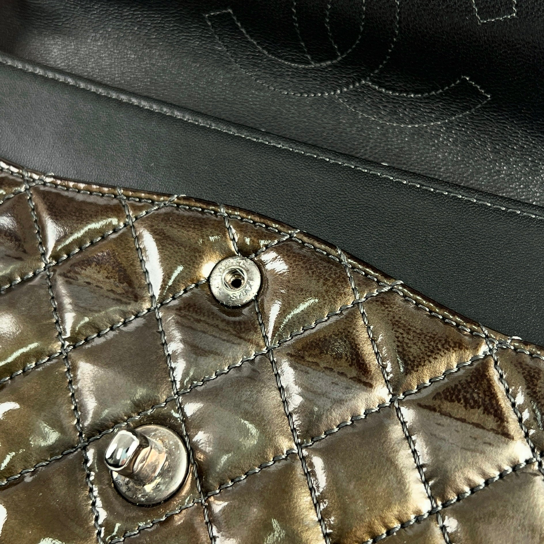 Chanel Patent Small Classic Flap Dark Green 12 Series