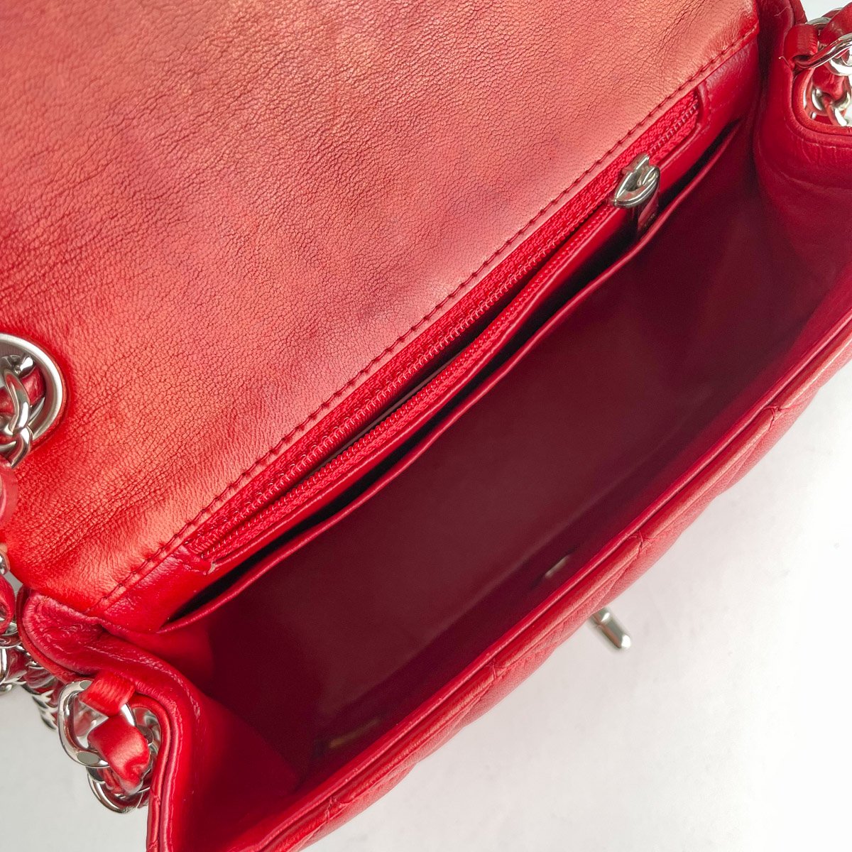 Chanel Quilted Square Mini Lambskin Red