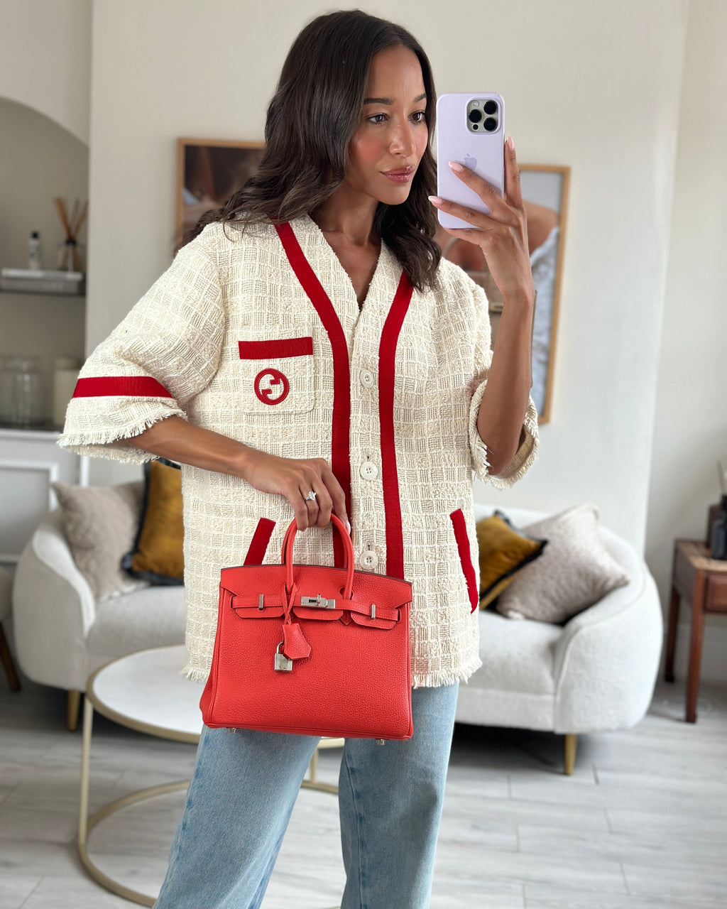 Hermès Birkin 25 Retourne Bag in Capucine Togo Leather and Palladium Hardware